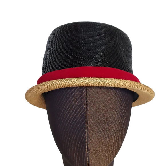 Vintage Straw Hat with Velveteen Red Bow‎ - Picture 5 of 10